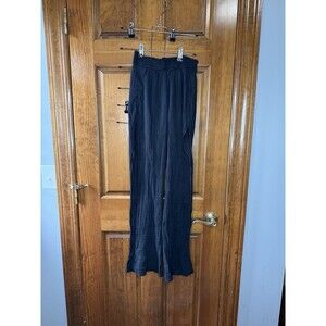 Hollister Ultra High Rise black side split leg flowy pant swim suit cover XS